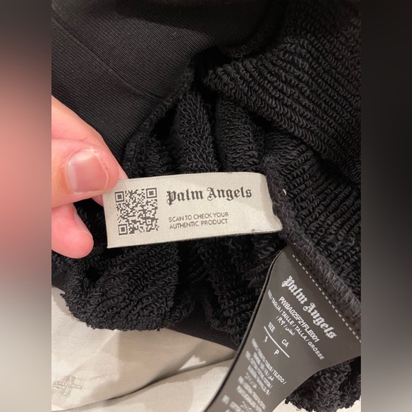 Palm Angels Logo Print Off-shoulder Sweatshirt Size Small Track Off Shoulder - Picture 10 of 16